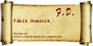 Fábik Dominik névjegykártya